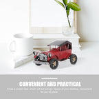 Vintage Iron Car Model - Distressed Metal Red Car Farmhouse Style Vintage Auto Decor Tabletop Ornaments for Study, Bookshelf & Cave