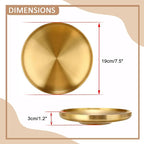 Round Key Dish for Entry Table Stainless Steel Display Tray Gold Candle Plate Jewelry Display Holder for Vanity Kitchen Coffee Counter, 7.5" x 7.5" x 1.2"