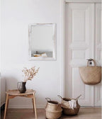 AAZZKANG Mirrors for Wall Rustic Wood Framed Hanging Mirror Decorative for Farmhouse Bedroom Bathroom Living Room Entryway Hallway Small White