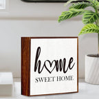 Home Sweet Home Sign Wooden Box Decorative,Home Sweet Home Decor Wood Box Sign，Rustic Farmhouse Square Decor Sign for Tabletop Home Living Room Decor 5 x 5 Inches （white）