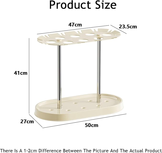 Free Standing Umbrella Holder for Storage, Crutches Stand Can Hold 8 with 12 Hook,for Hallway Balcony Dining Room