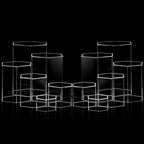 Jetec 12 Pcs Hexagonal Jewelry Display Risers Hexagonal Market Display Risers Stands Acrylic Showcase Acrylic Stand for Jewelry Model Figures Decoration, 6 Sizes (Clear)