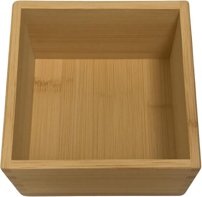 Bamboo Drawer Organizer 4"*4"*2", Bamboo Storage Box for Clothes, Dresser Makeup, Kitchen Utensil, Office Supplies