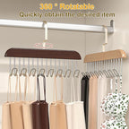 Belt Hangers for Men - 2 Pack Belt Organizer for Closet with 16 Metal Hooks Bra Organizer for Closet - Non-Slip Belt Holder for Closet Space Saving Belt Holder Belt Rack for Closet Brown