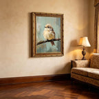 Gold Framed Bird Canvas Wall Art Vintage Bird Beige Sparrow painting Decor Pictures Sparrow on Branch Bedroom Living Posters Prints for Corridor Classroom Bedroom Kitchen Room Decoration