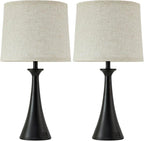 Touch Lamp for Living Room Bedroom, 21" Table Lamps Set of 2 with USB C+A Ports, Touch Bedside Lamps for Nightstand with 3 Way Dimmable, 2 LED Bulbs Included, Black
