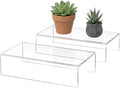 Sezanrpt Acrylic Shelf Riser 8x4.3x2 pack of 2, Clear Display Shelf 8” for Shoes, Glasses, Plants, Home Decors, Perfume, 8x4.3x2 Inch
