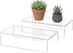 Sezanrpt Acrylic Shelf Riser 8x4.3x2 pack of 2, Clear Display Shelf 8” for Shoes, Glasses, Plants, Home Decors, Perfume, 8x4.3x2 Inch