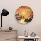 Ancient Chinese Mountain & Pavilion Landscape Ink Painting Decorative Plates Home Decor Ceramic Plates Wedding Gifts Dinner Plates Display for, Kitchen, Hallway Console Side Table, 10 Inch