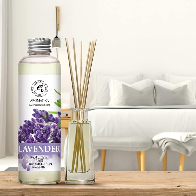 Lavender Reed Diffuser Refill 6.8 Fl Oz - Lavanda Refill - Room Fragrance Diffuser w/Natural Essential Lavender Oil - Reed Diffuser Oil Refill for Spa - Aromatherapy - Home - Bath - Restaurant