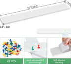 Cork Board for Walls - 8 Pack Felt Pin Board Bar Strips - Self-Adhesive Lightweight Bulletin Board - Cork Board for Office with 40 Push Pins No Damage for Wall (White)