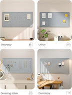 Fluxynara Bulletin Board, 35" x 17.5" Cork Board Alternative with 12 Safe Removable Adhesive Tabs, Foldable Felt Pin Board for Home Office, Classroom, Bedroom,Entryway for Walls—Blue Gray