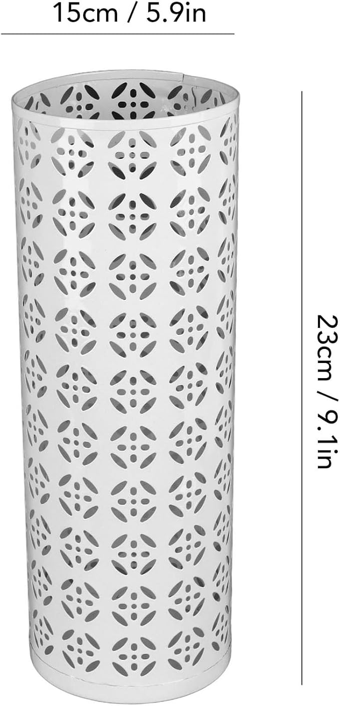 Fabater Umbrella Stand, Metal Umbrella Holder, Indoor Umbrella Rack Organizer with Hollow Design, Umbrella Storage for Entryway, Office, Home (White)