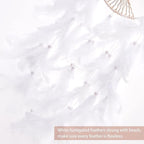 Pretty Jolly Pure White Tree of Life Dream Catcher Wall Decor with Healing Crystal Stone Handmade Feather Dream Catchers Decoration Wall Hanging Bedroom Living Room Wedding Party Home Decor-25.6"