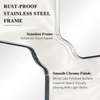 ANDY STAR 30"x30" Chrome Square Mirror, Polished Nickel Scalloped Bathroom Mirror for Over Sink, Modern Decorative Mirror with Designer Rounded Notched Corners, Anti-Rust SUS304 Frame