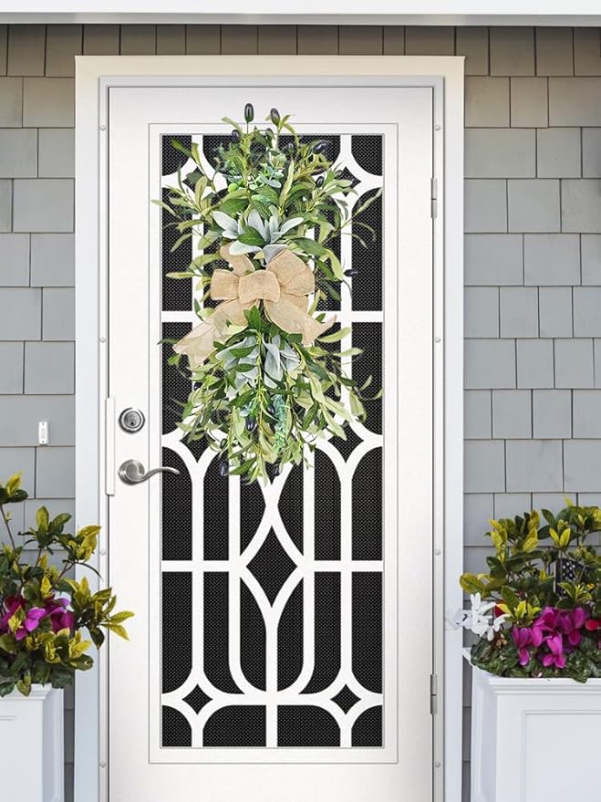24inch Floral Swag, Greenery Swag Artificial Olive Flower Swag, Greenery Swag Spring Floral Swag Fake Olive Leaves Decorative Swafor Wedding Arch Party Wall Home Garden Decor