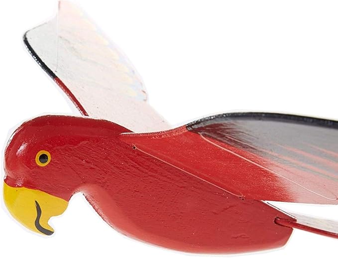 WitnyStore 18" Red Parrot Wooden Flying Bird Mobile Kinetic Hanging Sculpture for Adult Collectors Handcrafted Room Decoration Display Art Dynamic Overhead Ornament