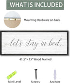 Lets Stay in Bed Wall Decor Above Bed 41.3''×15'' Large Farmhouse Wall Decor for Bedroom Guest Room Decor Framed Wood Wall Art Rustic Master Bedroom Wall Decoration (black frame)