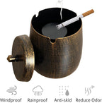 Ash Tray, Large Outdoor Ashtray with Lid, Ashtray for Outside Patio, Stainless Steel Windproof Smokeless Ash Tray for Balcony, Ashtrays for Smokers, Home Office Decoration