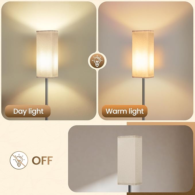 64.6"Floor Lamp, Pole Lamp with Foot Switch, Modern Standing Lamp Shade, Minimalist Freestanding Lamp (Bulb Not Included), for Living Room, Bedroom Office ETL Listed,Black and Yellow Y07LD05