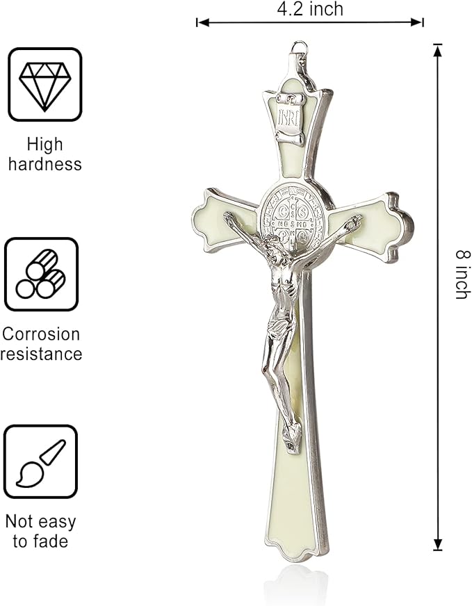 VINETEN Saint Benedict Enamel Crucifix - Crucifix Wall Cross Metal Wall Art-8 Inch Cross Give Blessing and The Spiritual Sacred:Faith Gift for your Acquaintances