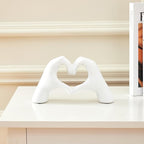 Golden Gesture Heart Decoration, Modern Love Statue Finger, Abstract Art Sculpture Home Wedding Decoration (White)