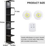 Fixwal Black Shelves 7 Tier Wall Mounted Shelf Unit Floating Shelves with LED Lights Lack Wall Shelf for Home Decor Organizer Display