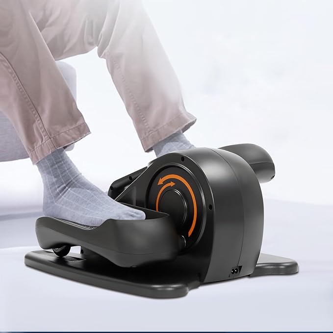 Elliptical Machine, ABS Under Desk Elliptical Machine with Stand Up to 55.12 LBS, LCD Display Monitor Motorized Elliptical Trainer Have Touch Screen and Remote Control for Home, Gym, Office.