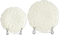 KAMMAK Ceramic Decorative Plate Set of 2, Porcelain Plates for Kitchen Dining Room Wine Cabinet Home Decor, Vintage Collector Plates with 2 Display Stand, Cream-yellow flowers (8-inch + 10-inch)