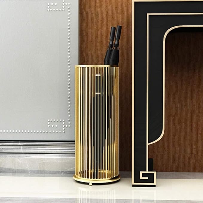 Entryway Umbrella Stand Hotel Modern Umbrella Holder Metal Paint After The Door Iron Umbrella Stand Umbrella Barrel Storage Rack Umbrella Holder Office (Color : A-Gold)