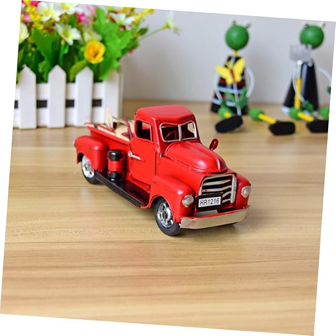 ORFOFE Unique Vintage Car Decor Rolling Metal Toy Model for Room Decor for Dad