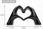 Small Heart Hands Sculpture Decor for Living Room Bedroom Bookshelf Coffe Table and Office Display, Love Finger Statue Modern Aesthetic Home Decor, Unique Gift for Wedding Christmas Birthday (Black)
