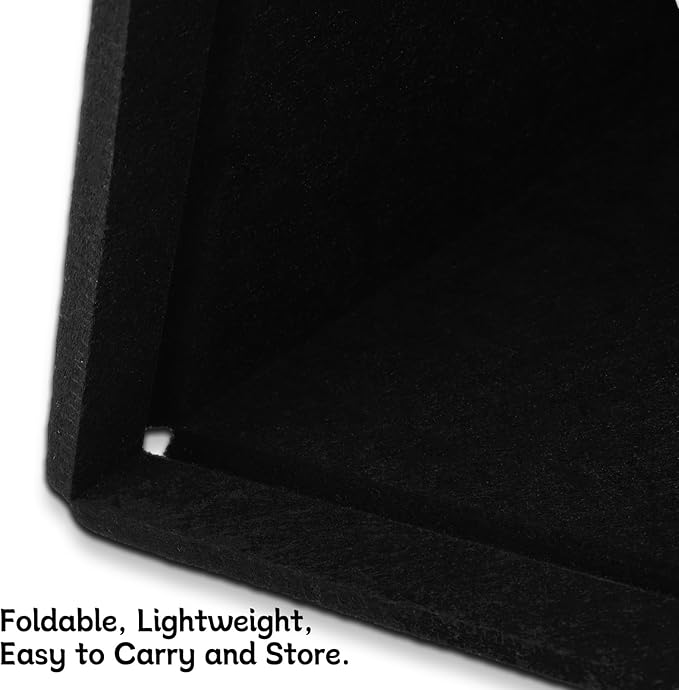 Thboxes Bulletin Board, 24" x 18" Foldable Cork Board Felt Pin Boards with 35 Pushpins Self-Adhesive Photo Decorative Felt Boards for Walls, Office, School, Classroom, Home, Bedroom - Black