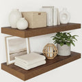 Vivelove Wide Floating Shelves for Wall 12 Inch Deep, 30" X 12" X 2" Floating Shelf, 2 Inch Thick Shelf for Living Room Bathroom Bedroom Kitchen Book Room, Rustic Farmhouse Decor Set of 2, Walnut