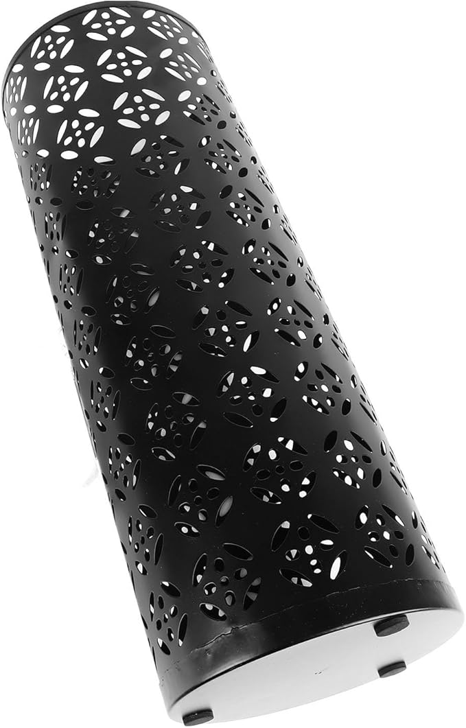 Zerodis Large Round Hollow Design Metal Umbrella Holder, Stylish Gold Finish Steel Umbrella Stand for Entryway, Home Office, and Outdoor Use (L)