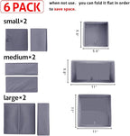 homyfort Dresser Drawer Organizer, Foldable Cloth Storage Box Closet Cube Basket Bins Containers Divider with Drawers for Underwear, Bras, Socks, Ties, Scarves, Set of 6, Grey