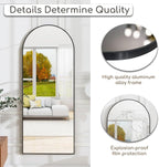 Prywot Arched Floor Mirror, 58 "x 18" Full Length Mirror Wall Mirrors Hanging or Leaning Arched-Top Full Body Mirrors with Stand for Bedroom, Dressing Room, Black