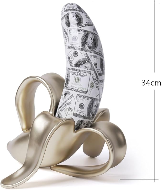 Banana Statue Abstract Sculpture Decor Modern Gift Table Centerpiece Figurine for Home Room Office Polyresin 13.4 Inch