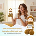 Funny Positive Crochet Animals Gag Doll Emotional Support Stuffed plushies for Adult Men Women,Weird Things Motivational White Elephant (Brown P with Hat)