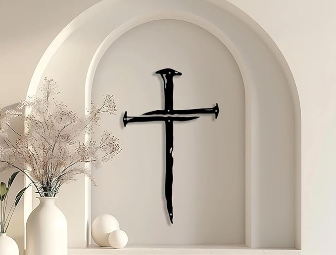 RESACO Wall Cross Jesus Crosses Wall Decor Religious Metal Wall Art Minimalist Decorations for Church Home Office Baptism Decor Gift for a Christian