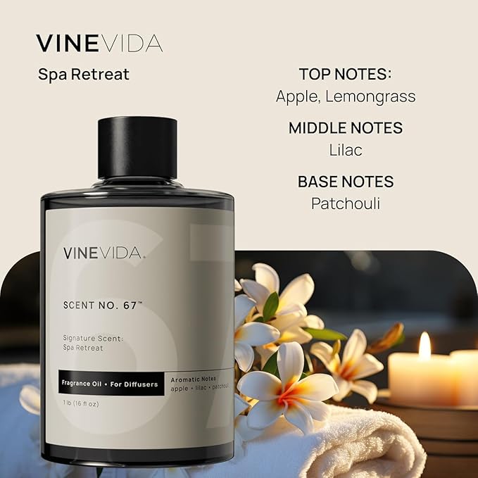 VINEVIDA [16 Fl Oz] Spa Retreat Fragrance Oil for Cold Air Diffusers - Essential Oils for Diffuser Oil Refill & Air Freshener Room Spray
