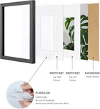 Egofine A4 Picture Frames Set of 4, Made of Solid Wood Covered by Plexiglass 5x7 and 6x8 with Mat or A4 without Mat, for Table Top Display and Wall Mounting Photo Frame Rustic Black