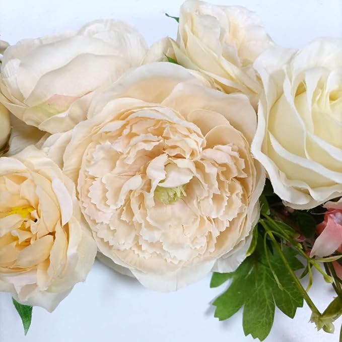 Arch Flowers, OrgMemory Artificial Floral Swags, 20" Length in Bent, Decorative Swag, Artificial Flower Swag for Door Party Wall Home Decor (Champagne)