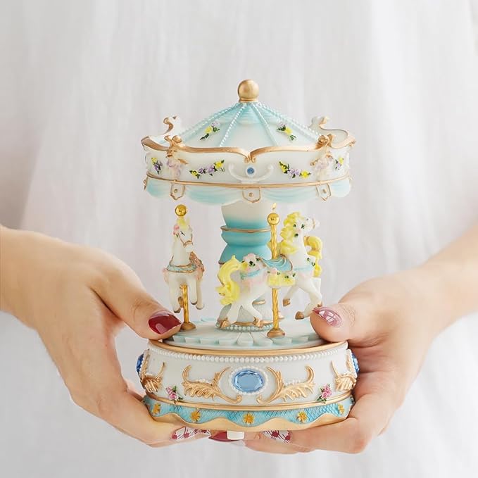 LOVE FOR YOU Gift-Wrapped Musical Carousel Music Box Color Lights Merry Go Round Horses Unicorn Decor Gifts for Girls and Daughter Granddaughter Niece Women Kids Christmas Birthday