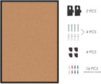 Cork Board Bulletin Board 20 x 30, Black Aluminium Framed Corkboard, Office Board for Wall Cork, Large Wall Mounted Notice Pin Board with 16 Push Pins for School, Home & Office