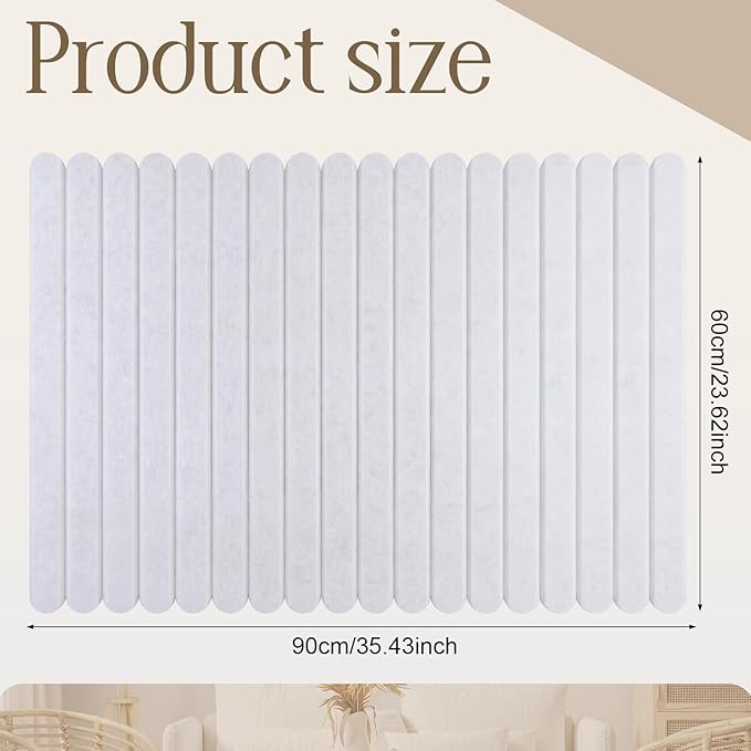Yookeer Large Scalloped Felt Bulletin Board 36'' x 24'' Cork Board Alternative for Office Wall Decor 6 Pack with 25 Safe Removable Adhesive Tabs Push Pin, Felt Pin Boards for Home Office(Cream White)