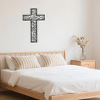WORGO Metal Cross for Wall Crosses Wall Decor for Spiritual Home Decor and Gifting Metal Wall Art Christian Home Decor for Living Room Dining Room Bathroom (Black, 29.9" L x 19.8" W)