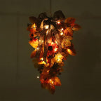 Harvest Teardrop Swag, 20inch Fall Teardrop Swag with Maple Leaves, Bow and Sunflowers, Autumn Decorative Swag Fall Floral Swag for Home Door Wall Decor(Without Light)