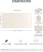 Fluxynara Bulletin Board, 35" x 17.5" Cork Board Alternative with 12 Safe Removable Adhesive Tabs, Foldable Felt Pin Board for Home Office, Classroom, Bedroom,Entryway for Walls—Oatmeal