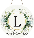 Monogram Letter L Wreaths for Front Door Wreath Wooden Welcome Sign for Front Door Decor Floral Family Last Name Initial House Warming Spring Summer Porch Rustic Wall Home Kitchen Boho Decorations